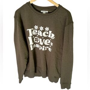 Amazon Essentials Teach Love Inspire Sweatshirt Women XL Olive Green Pullover